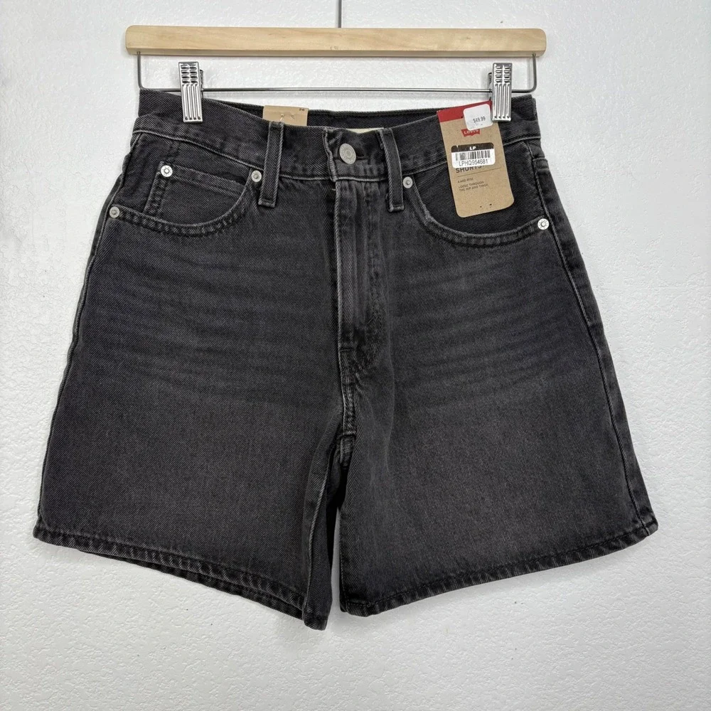 Levi‎ Strauss 94 Baggy Denim Shorts Black Wash Womens Size 26